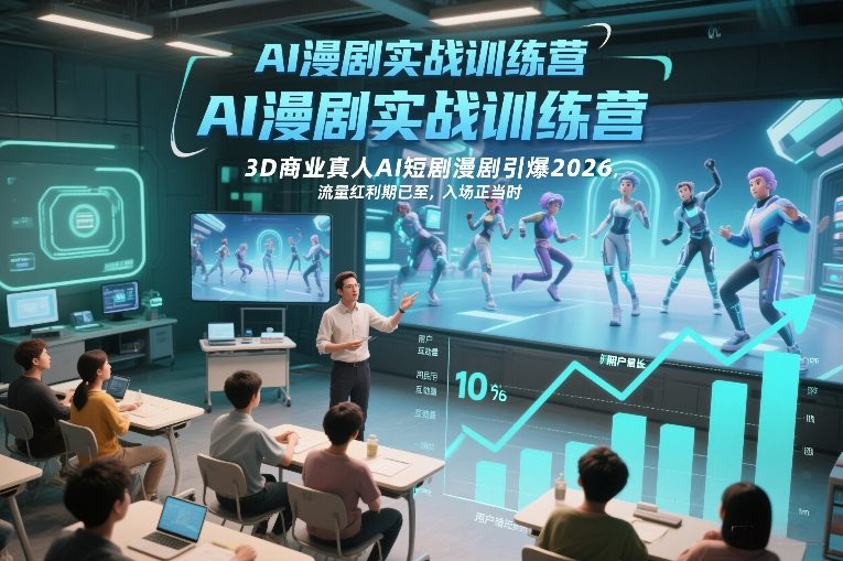 AI漫剧实战训练营，3D商业真人AI短剧漫剧引爆2026，流量红利期已至，入场正当时-紫橙网创项目网