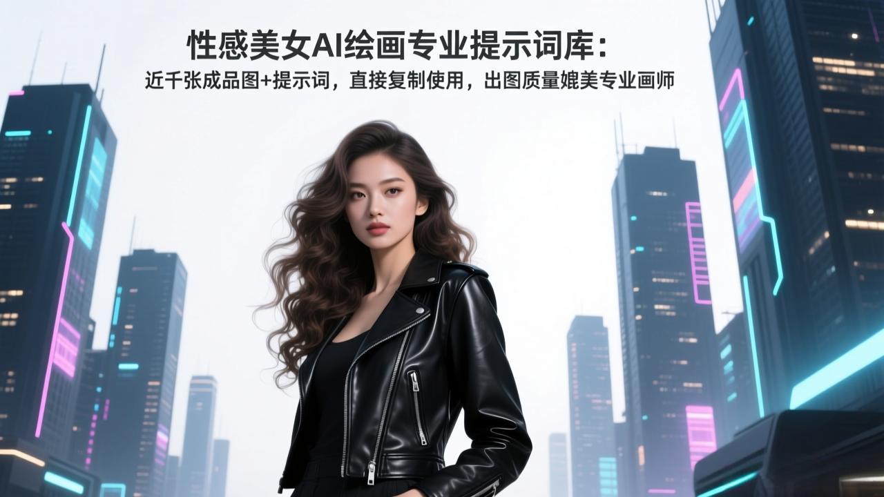 性感美女AI绘画专业提示词库：近千张成品图+提示词，直接复制使用，出图质量媲美专业画师-紫橙网创项目网