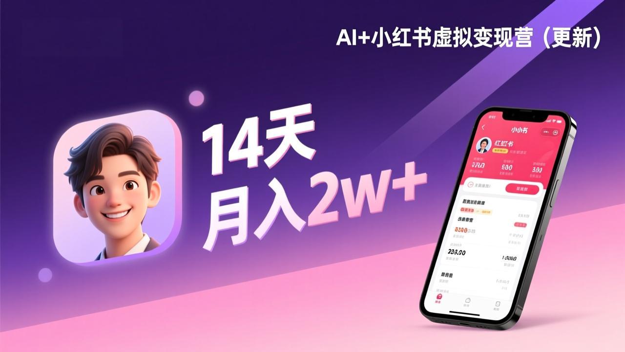 AI+小红书虚拟变现营（更新），14天掌握选品、笔记、成交，打造自动化月入2w+事业-紫橙网创项目网