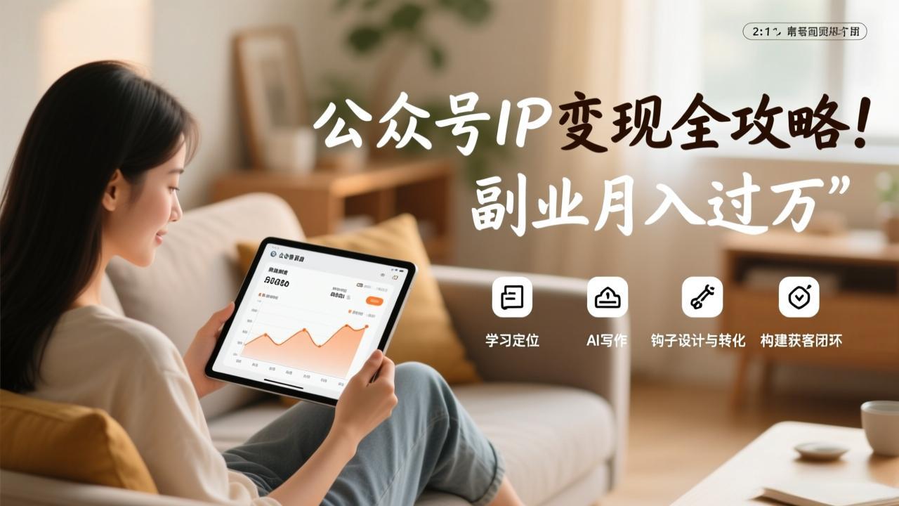 公众号IP变现全攻略，学习定位、AI写作、钩子设计与转化，构建获客闭环，副业月入过万-紫橙网创项目网
