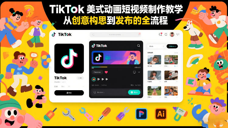 TikTok美式动画短视频制作教学，从创意构思到发布的全流程-紫橙网创项目网