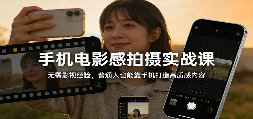 手机电影感拍摄实战课：无需影视经验，普通人也能靠手机打造高质感内容-紫橙网创项目网