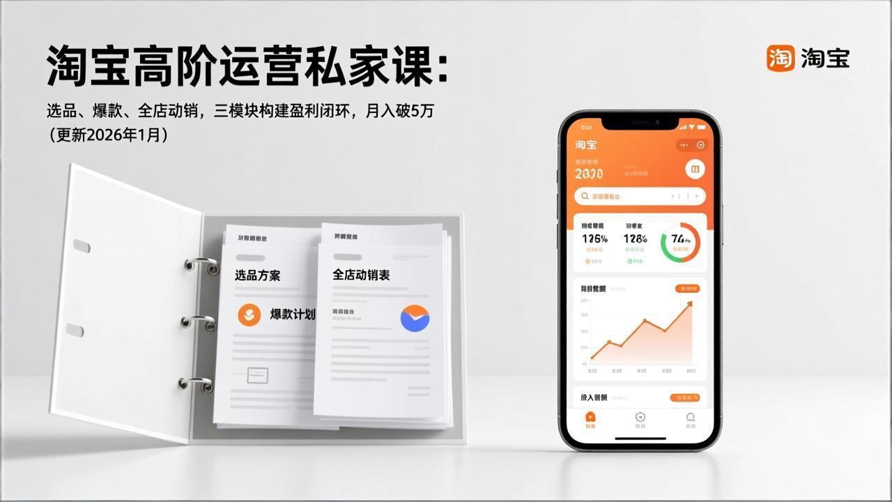 淘宝高阶运营私家课：选品、爆款、全店动销，三模块构建盈利闭环，月入破5万（更新26年1月）-紫橙网创项目网