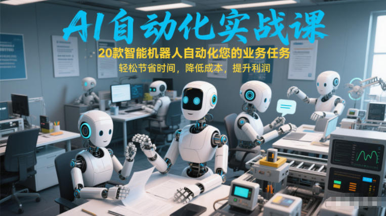 AI自动化实战课:20款智能机器人自动化您的业务任务,轻松节省时间,降低成本,提升利润-紫橙网创项目网
