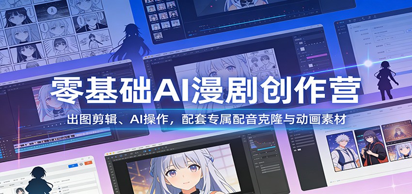 零基础AI漫剧创作营：出图剪辑、AI操作，配套专属配音克隆与动画素材-紫橙网创项目网