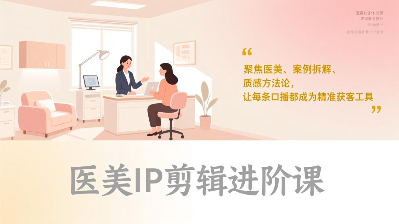 医美IP剪辑进阶课，聚焦医美、案例拆解、质感方法论，让每条口播都成为精准获客工具-紫橙网创项目网