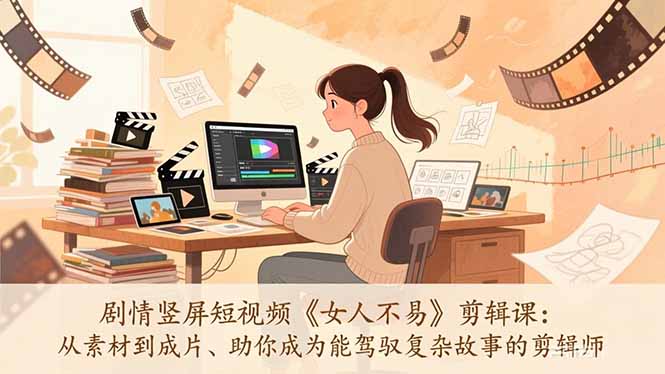 剧情竖屏短视频《女人不易》剪辑课：从素材到成片、助你成为能驾驭复杂故事的剪辑师-紫橙网创项目网