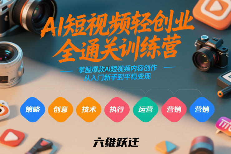 AI短视频轻创业全通关训练营，掌握爆款AI短视频内容创作，从入门新手到平稳变现的六维跃迁-紫橙网创项目网