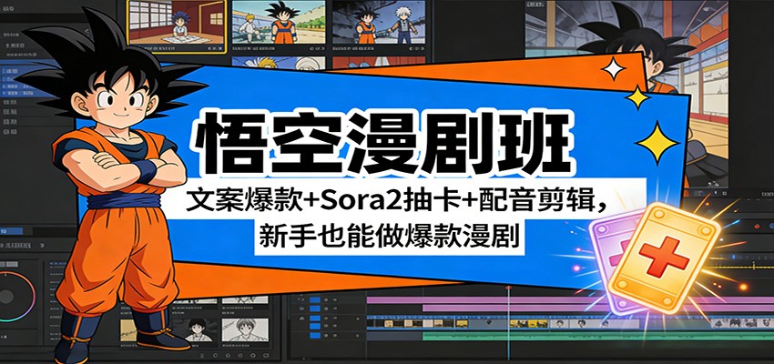 悟空漫剧班：文案爆款+Sora2抽卡+配音剪辑，新手也能做爆款漫剧-紫橙网创项目网