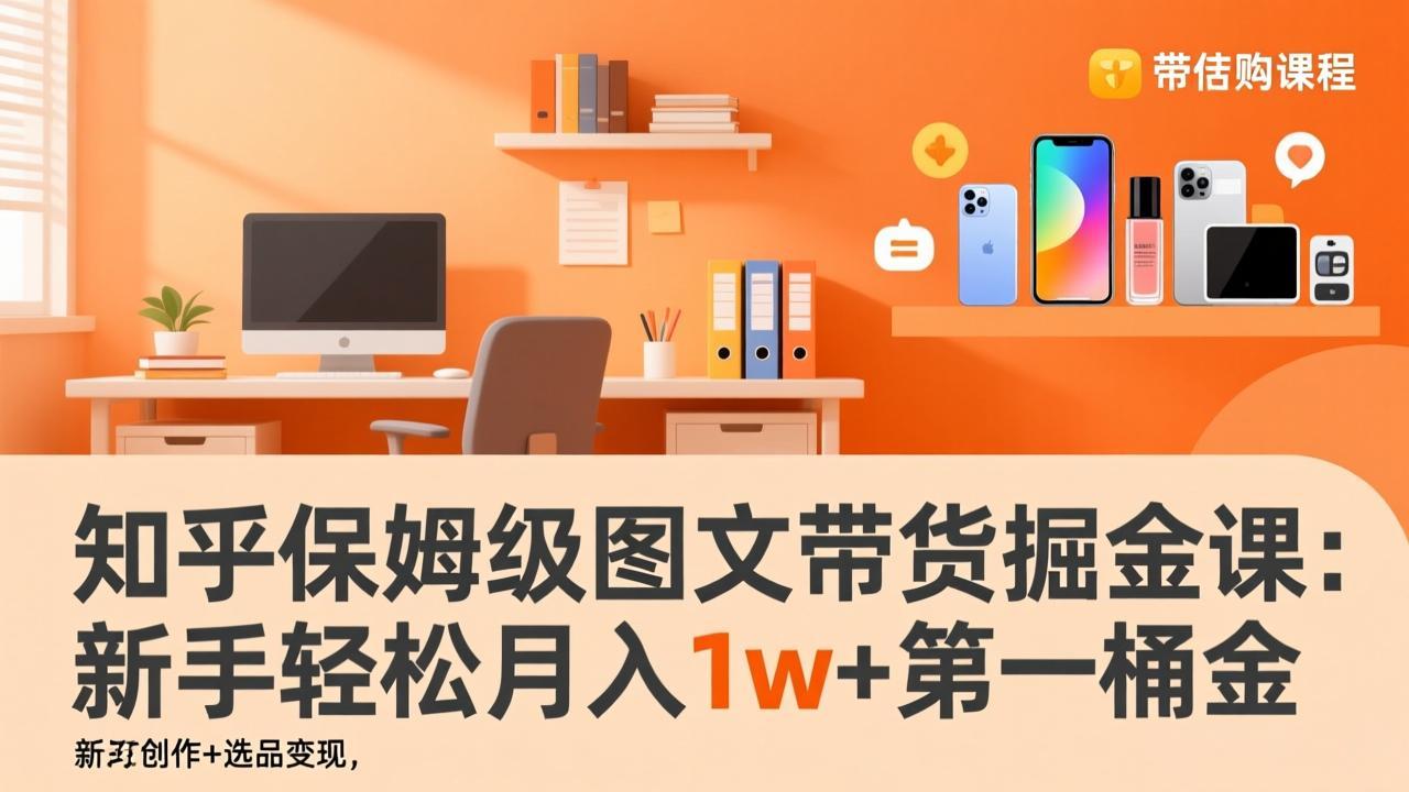 知乎保姆级图文带货掘金课:账号打造+爆文创作+选品变现,新手轻松月入1w+第一桶金-紫橙网创项目网