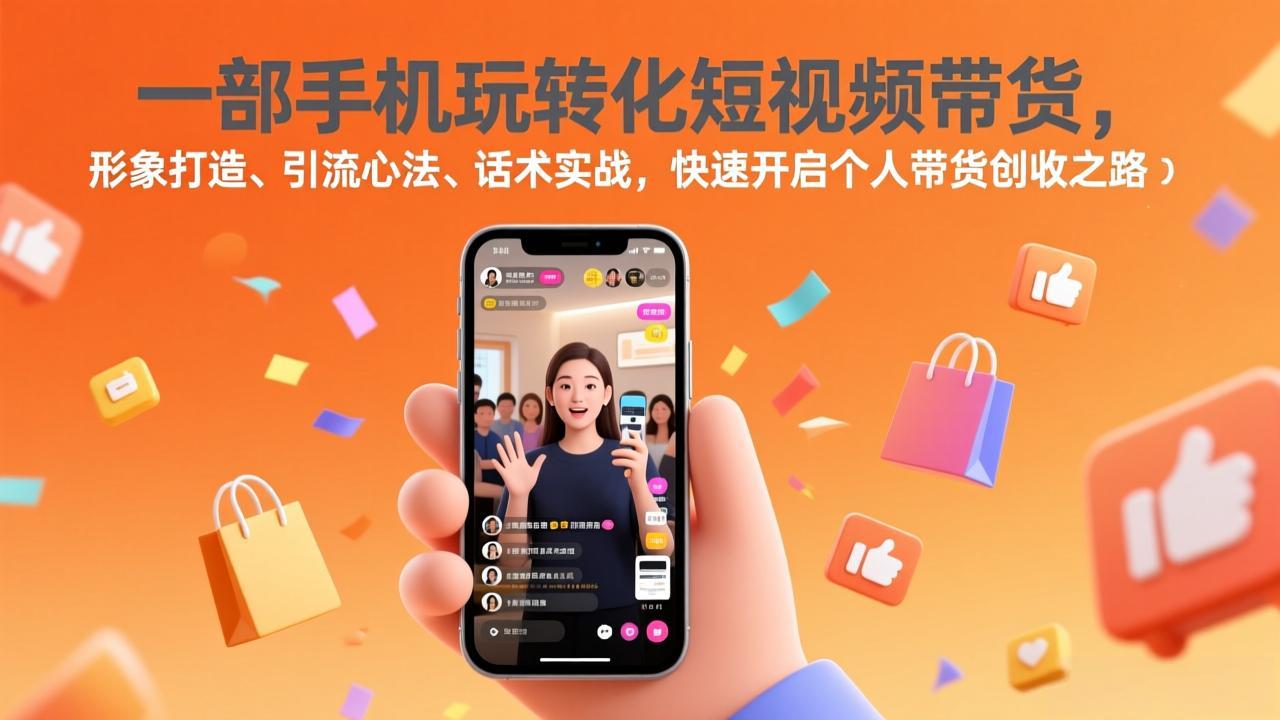 一部手机玩转化短视频带货，形象打造、引流心法、话术实战，快速开启个人带货创收之路-紫橙网创项目网