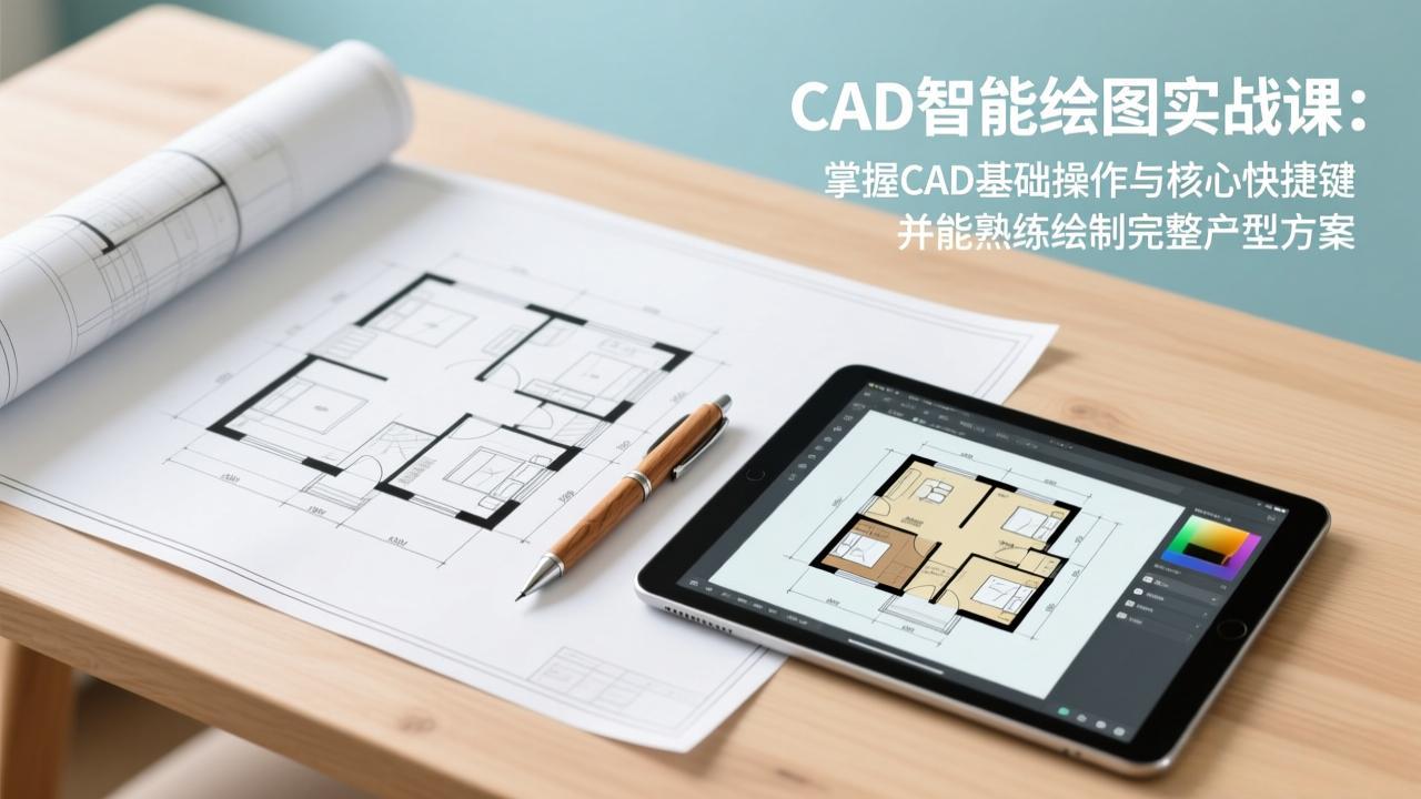 CAD智能绘图实战课：掌握CAD基础操作与核心快捷键，并能熟练绘制完整户型方案-紫橙网创项目网