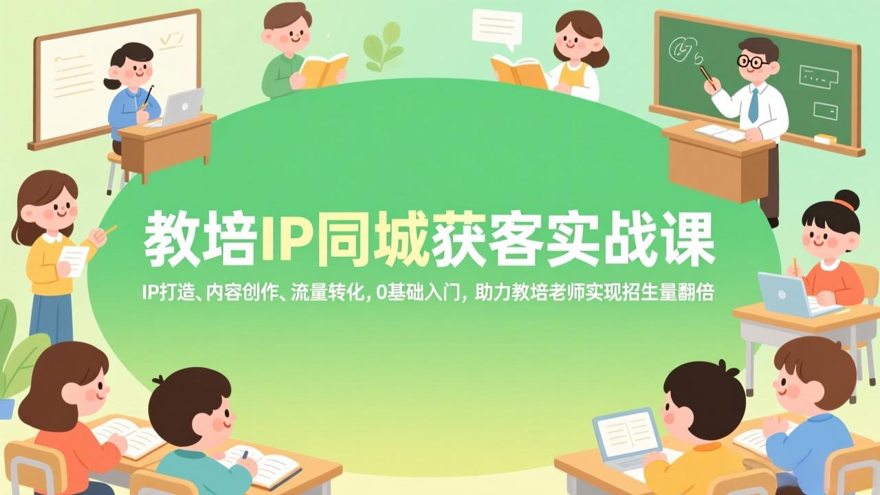 教培IP同城获客实战课，IP打造、内容创作、流量转化，0基础入门，助力教培老师实现招生量翻倍-紫橙网创项目网