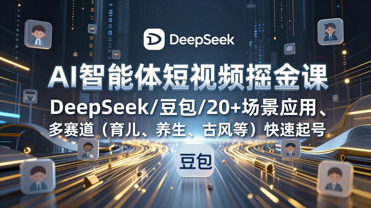 AI智能体短视频掘金课，DeepSeek/豆包/20+场景应用、多赛道（育儿、养生、古风等）快速起号-紫橙网创项目网