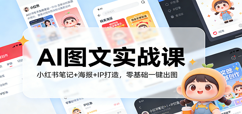 AI图文实战课:小红书笔记+海报+IP打造,零基础一键出图-紫橙网创项目网