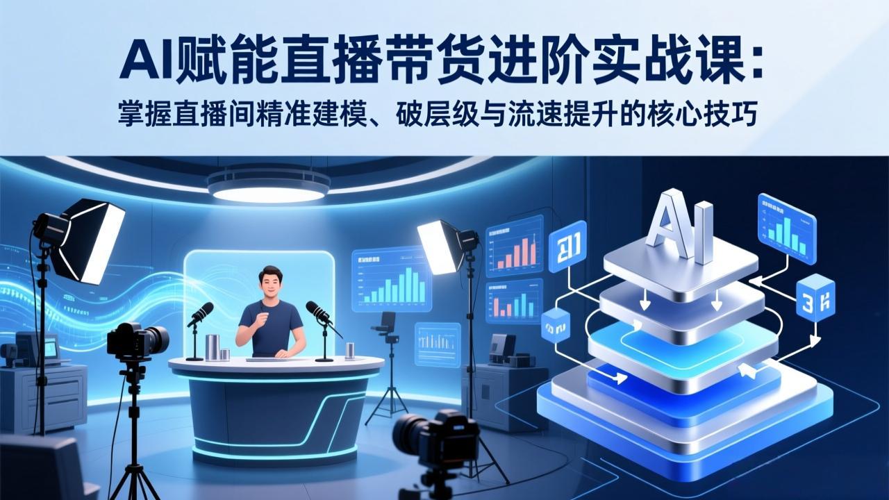 AI赋能直播带货进阶实战课：掌握直播间精准建模、破层级与流速提升的核心技巧-紫橙网创项目网