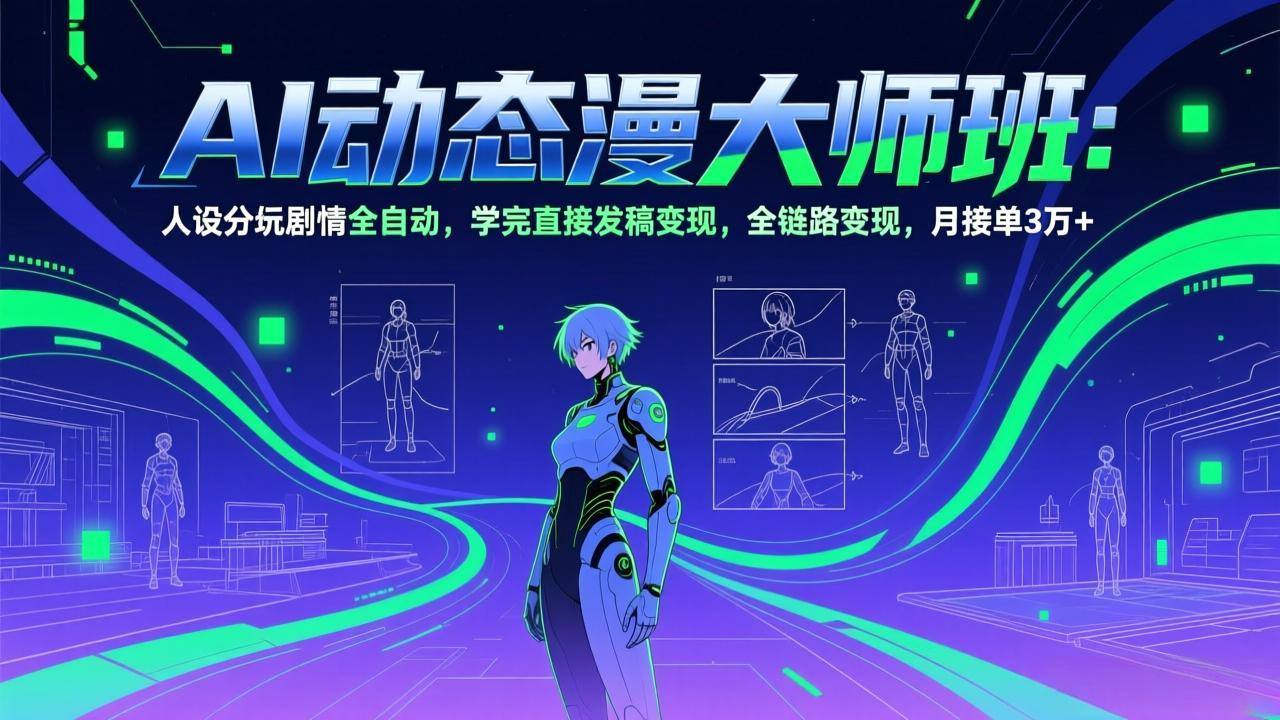 AI动态漫剧大师班：人设分镜剧情全自动，学完直接发稿变现，全链路变现，月接单3万+-紫橙网创项目网