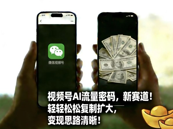 视频号AI流量密码新赛道，轻轻松松复制扩大，变现思路清晰-紫橙网创项目网