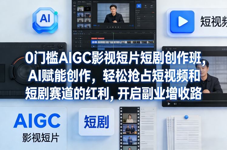 0门槛AIGC影视短片短剧创作班,AI赋能创作,轻松抢占短视频和短剧赛道的红利,开启副业增收路-紫橙网创项目网