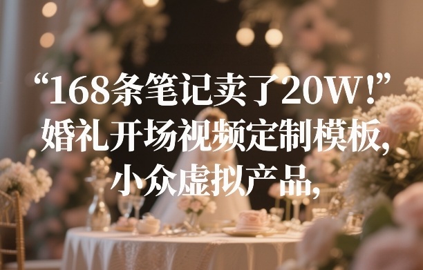 168条笔记卖了20W！婚礼开场视频定制模板，小众虚拟产品-紫橙网创项目网