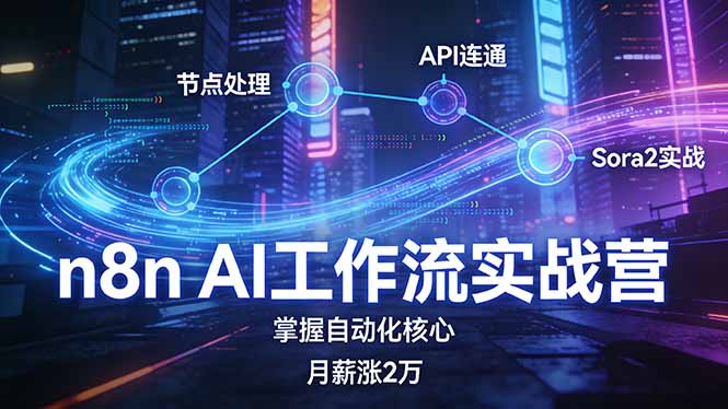 n8n AI工作流实战营，节点处理+API连通+Sora2实战，掌握自动化核心月薪涨2万-紫橙网创项目网