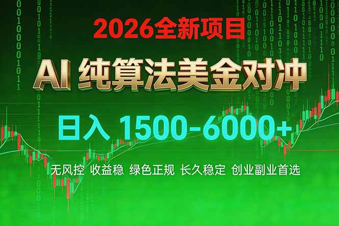 2026 全新美金对冲项目,不套平台赠金,不封号,纯算法对冲,日入 1500-6000+-紫橙网创项目网