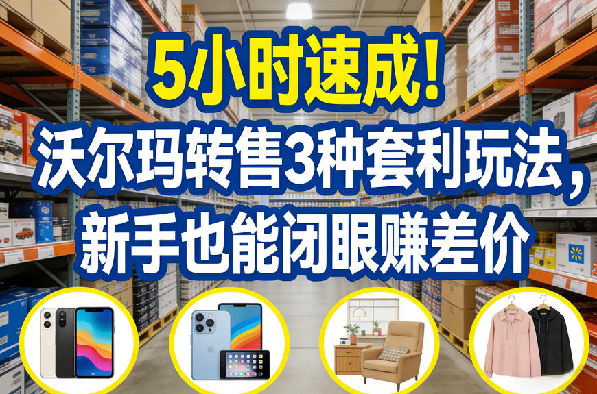 5小时速成！沃尔玛转售3种套利玩法，新手也能闭眼賺差价-紫橙网创项目网