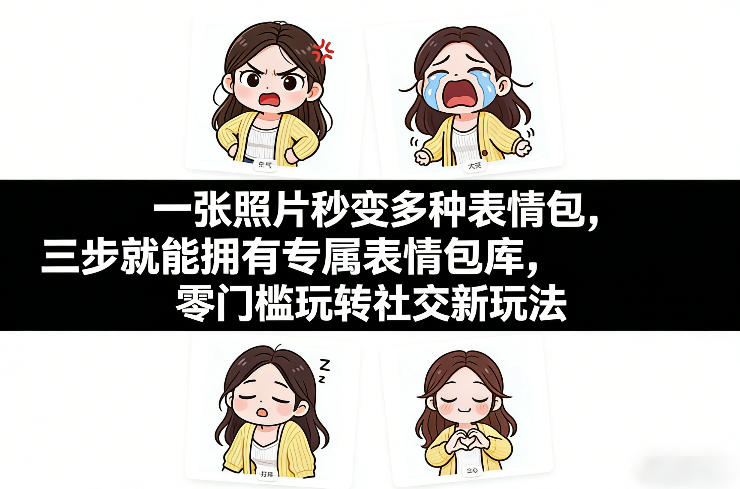 一张照片秒变多种表情包，三步就能拥有专属表情包库，零门槛玩转社交新玩法【文档】-紫橙网创项目网