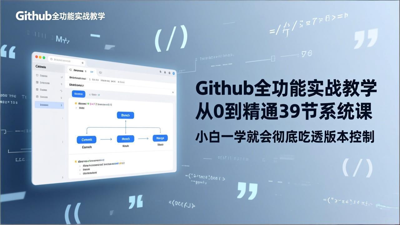 GitHub-全功能实战教学，从0到精通39节系统课，小白一学就会彻底吃透版本控制-紫橙网创项目网