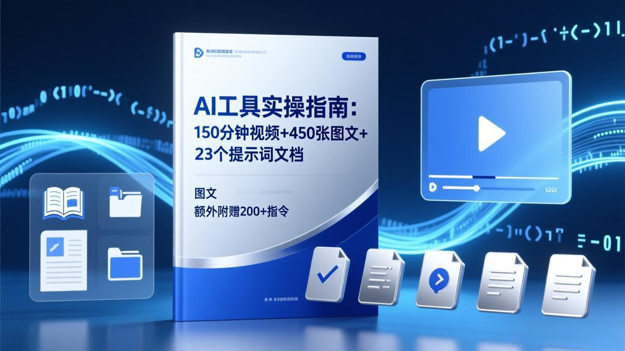 AI工具实操指南：150分钟视频+450张图文+23个提示词文档，额外附赠200+指令-紫橙网创项目网