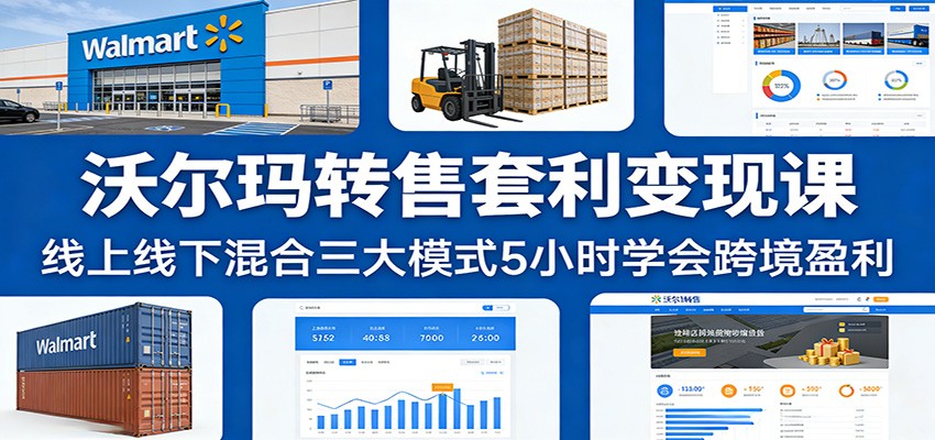 沃尔玛转售套利变现课：线上线下混合三大模式5小时学会跨境盈利-紫橙网创项目网