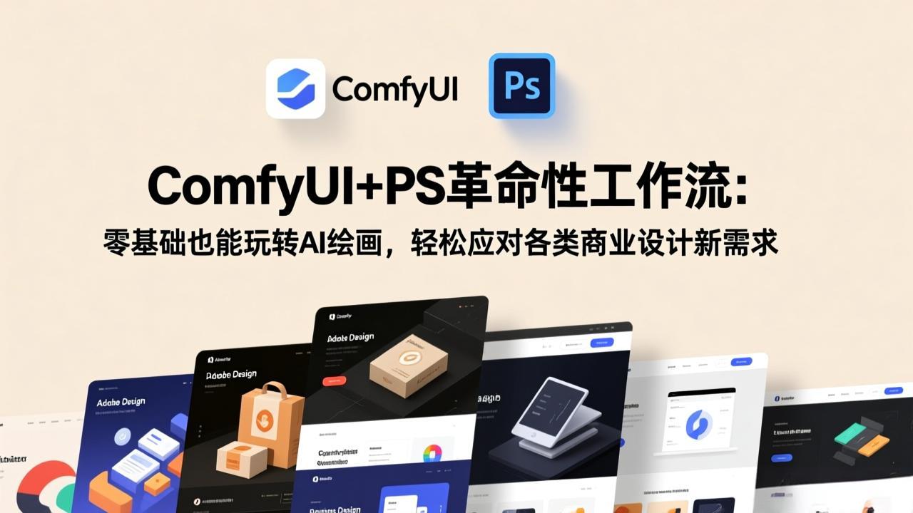 ComfyUI+PS革命性工作流：零基础也能玩转AI绘画，轻松应对各类商业设计新需求-紫橙网创项目网