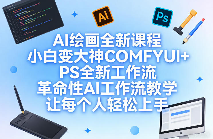 AI绘画全新课程，小白变大神COMFYUI+PS全新工作流，革命性AI工作流教学，让每个人轻松上手-紫橙网创项目网