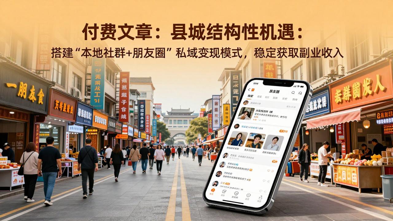 付费文章：县城结构性机遇：搭建“本地社群+朋友圈”私域变现模式，稳定获取副业收入-紫橙网创项目网