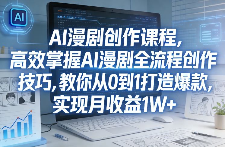 某社群AI漫剧创作课程，高效掌握AI漫剧全流程创作技巧，教你从0到1打造爆款，实现月收益1W+-紫橙网创项目网