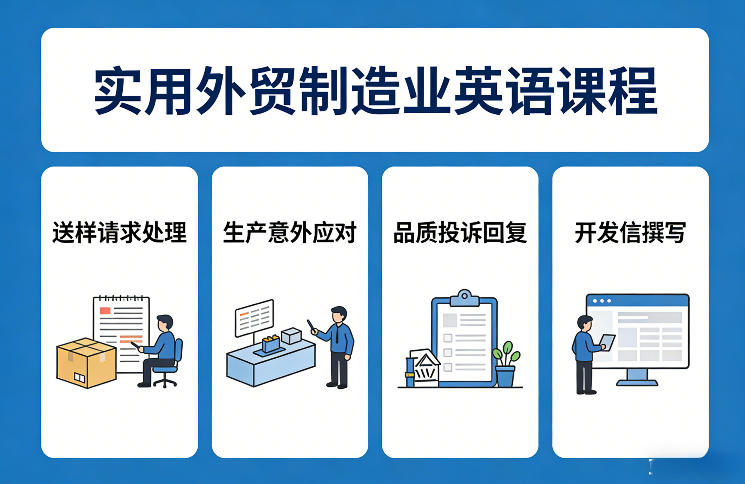 实用外贸制造业英语课程，教你专业处理送样请求、应对生产意外、回复品质投诉、撰写开发信等-紫橙网创项目网
