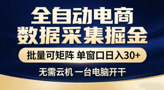 独家电商数据全自动采集项目，批量可矩阵，单窗口轻松日入3张+-紫橙网创项目网