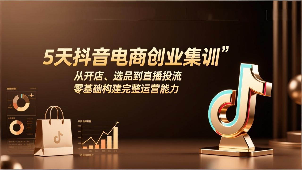 5天抖音电商创业集训：从开店、选品到直播投流，零基础构建完整运营能力-紫橙网创项目网
