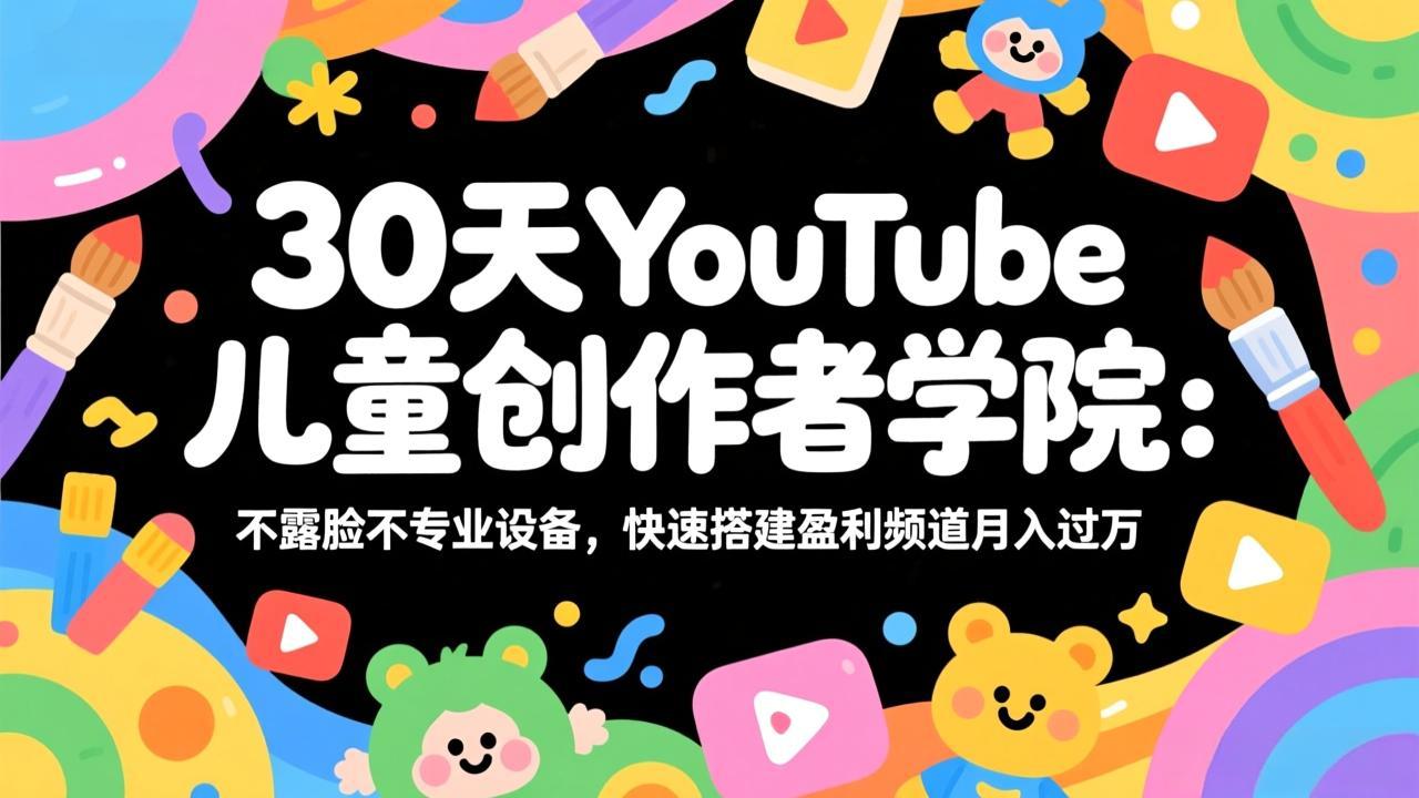 30天YouTube儿童创作者学院：不露脸不专业设备，快速搭建盈利频道月入过万-紫橙网创项目网