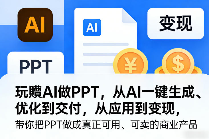 玩賺AI做PPT，从AI一键生成、优化到交付，从应用到变现，带你把PPT做成真正可用、可卖的商业产品-紫橙网创项目网
