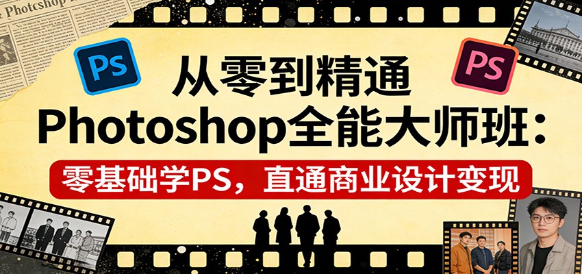 从零到精通Photoshop全能大师班：零基础学PS，直通商业设计变现-紫橙网创项目网