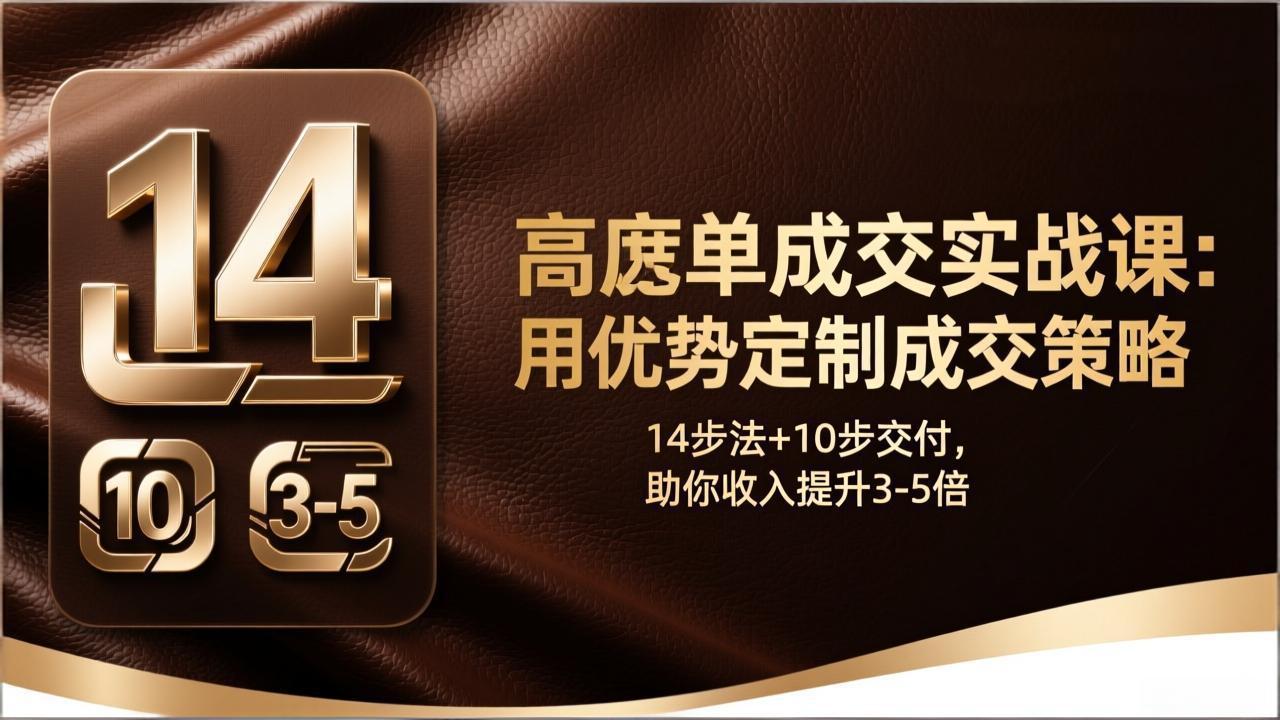 高客单成交实战课：用优势定制成交策略，14步法+10步交付，助你收入提升3-5倍-紫橙网创项目网