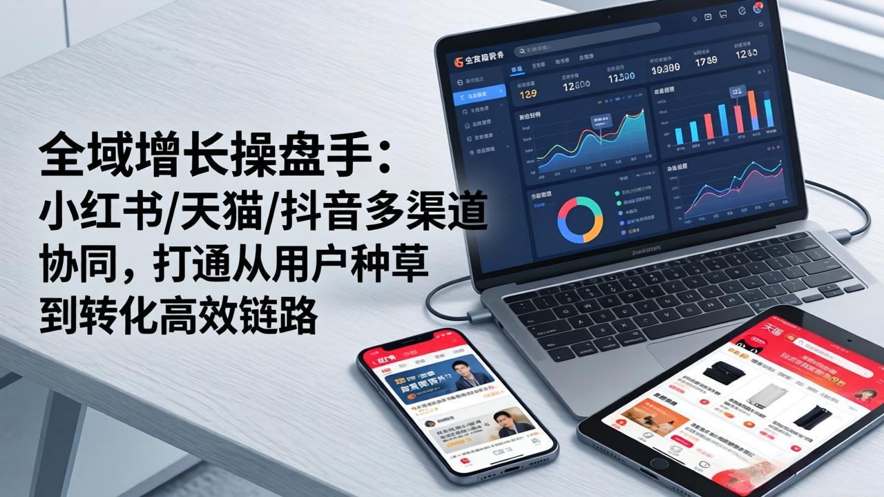 全域增长操盘手：小红书/天猫/抖音多渠道协同，打通从用户种草到转化高效链路-紫橙网创项目网
