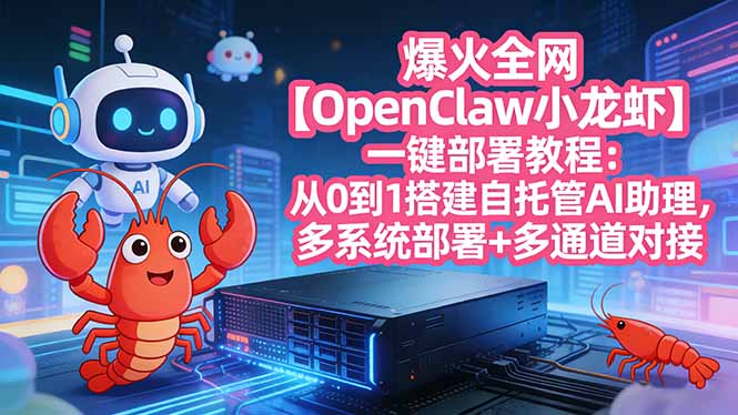 爆火全网【OpenClaw 小龙虾】一键部署教程：从0到1搭建自托管AI助理，多系统部署+多通道对接-紫橙网创项目网