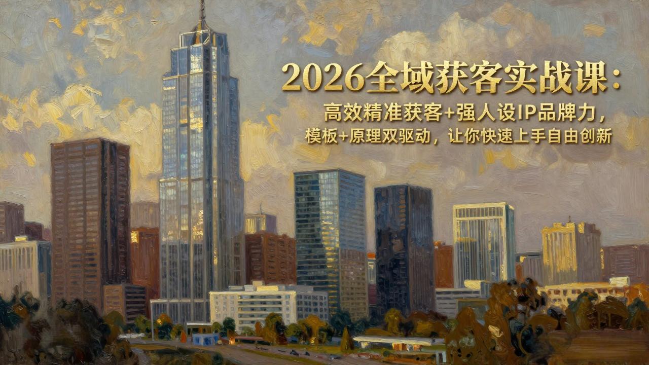 2026全域获客实战课：高效精准获客+强人设IP品牌力，模板+原理双驱动，让你快速上手自由创新-紫橙网创项目网