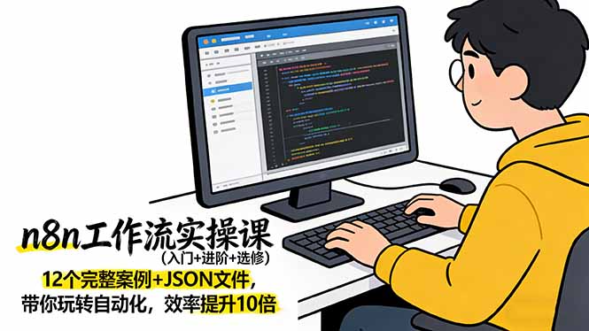 n8n工作流实操课（入门+进阶+选修）12个完整案例+JSON文件，带你玩转自动化，效率提升10倍-紫橙网创项目网