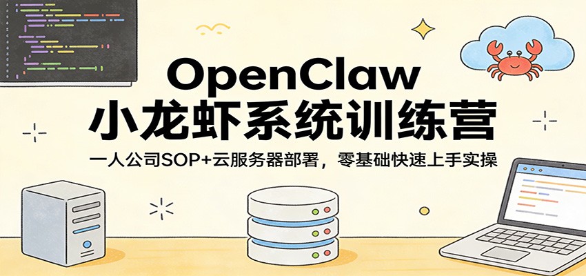 OpenClaw小龙虾系统训练营：一人公司SOP，云服务器部署，零基础快速上手实操-紫橙网创项目网