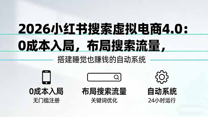 2026小红书搜索虚拟电商4.0：0成本入局，布局搜索流量，搭建睡觉也赚钱的自动系统-紫橙网创项目网