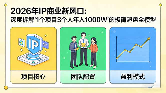 2026年IP商业新风口：深度拆解“1个项目3个人年入1000W”的极简超盘全模型-紫橙网创项目网