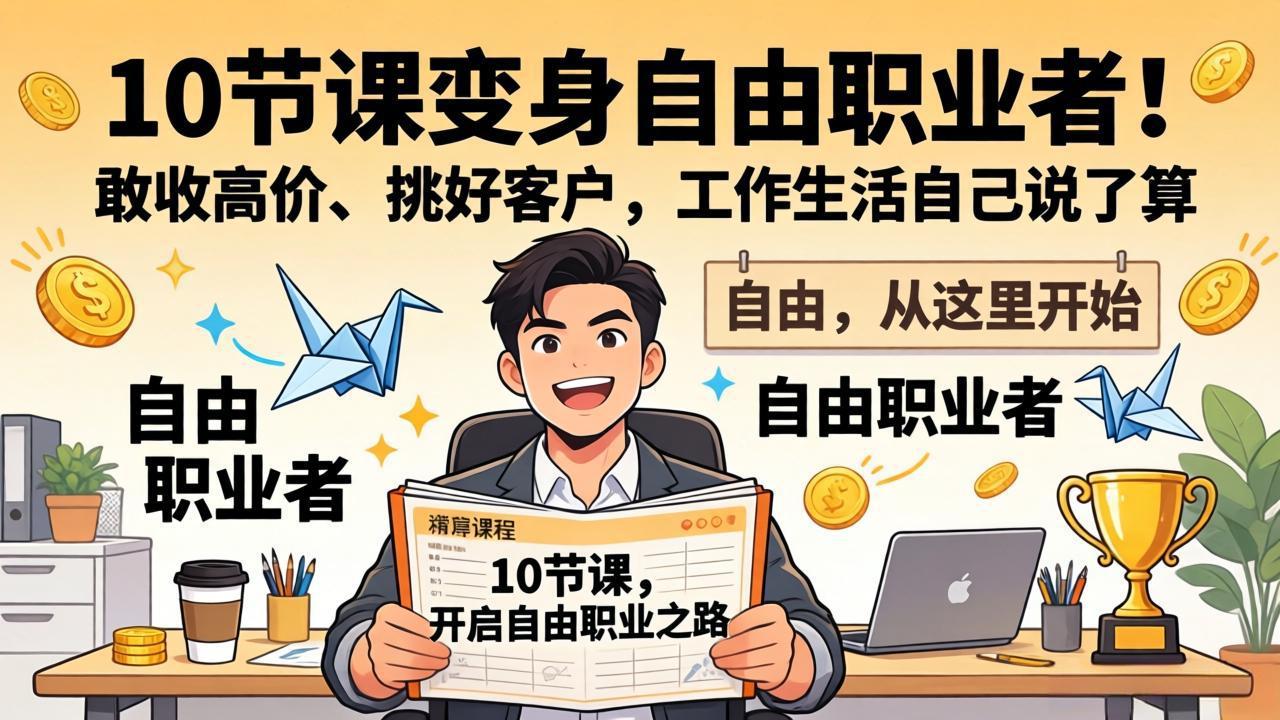 10 节课变身自由职业者！敢收高价、挑好客户，工作生活自己说了算-紫橙网创项目网